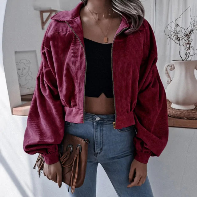 Cropped corduroy jacket for women