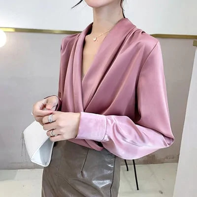 Elegant satin ladies' blouse